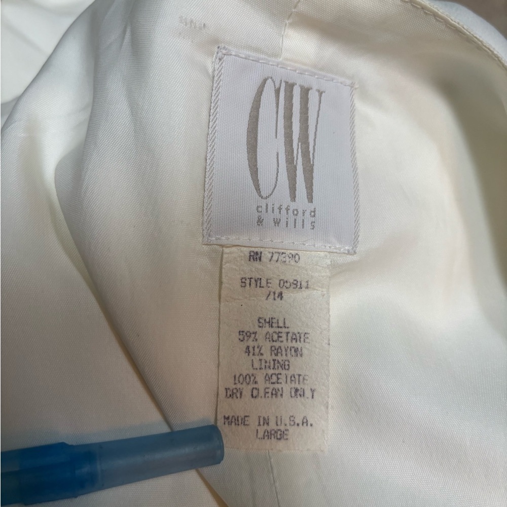VINTAGE CIIFFORD & WILLIS CREAM VEST TAILORED V-NECK GOLD FLORAL EMBROIDERY TOP - Picture 5 of 6